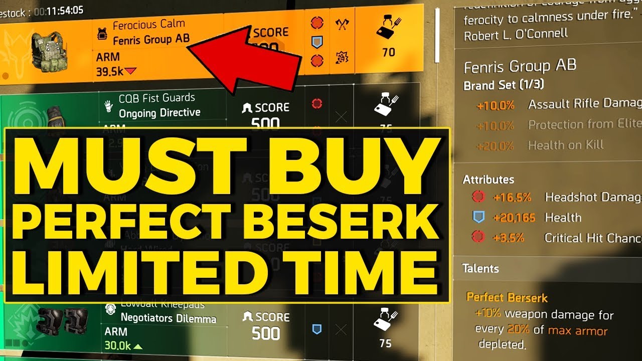 The Division 2 | MUST BUY RIGHT NOW! Perfect Beserk Chest