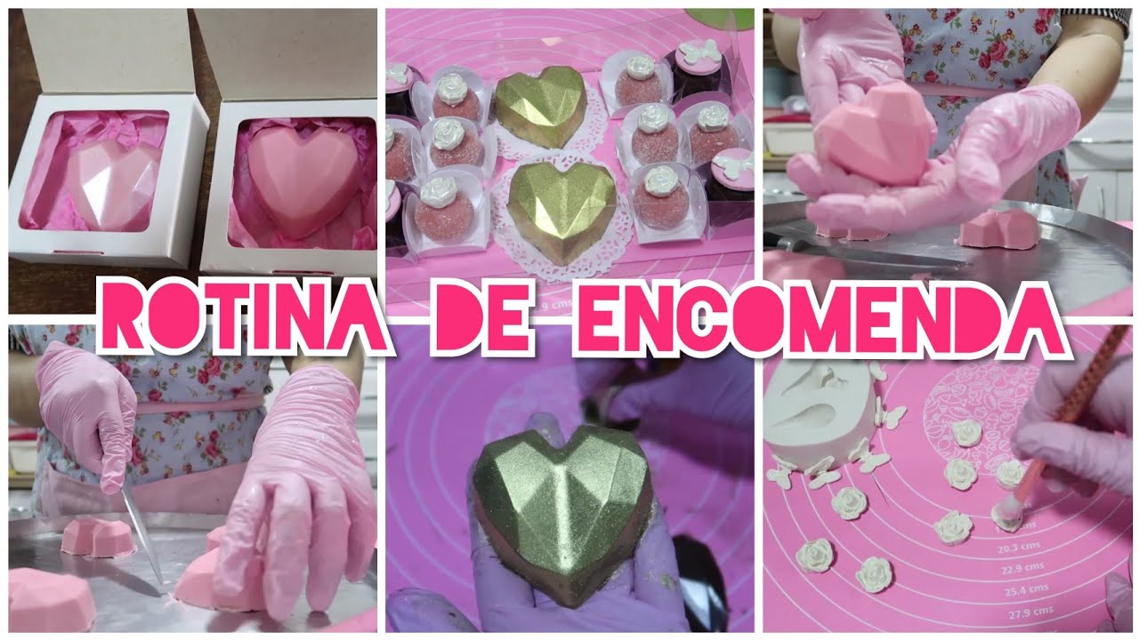 FAZENDO DOCES - CORAÇÕES LAPIDADOS E CAIXA PRESENTE DE CHOCOLATE - ROTINA DE ENCOMENDA