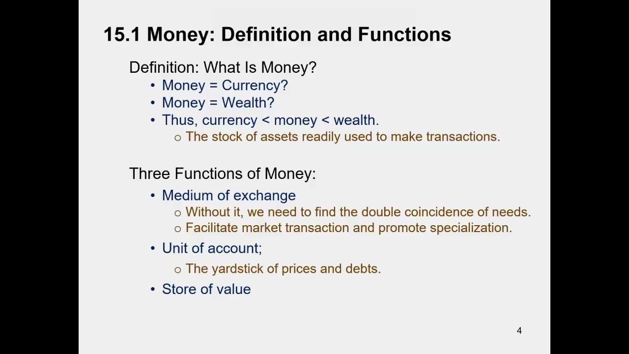 1501 Definition and Functions of Money