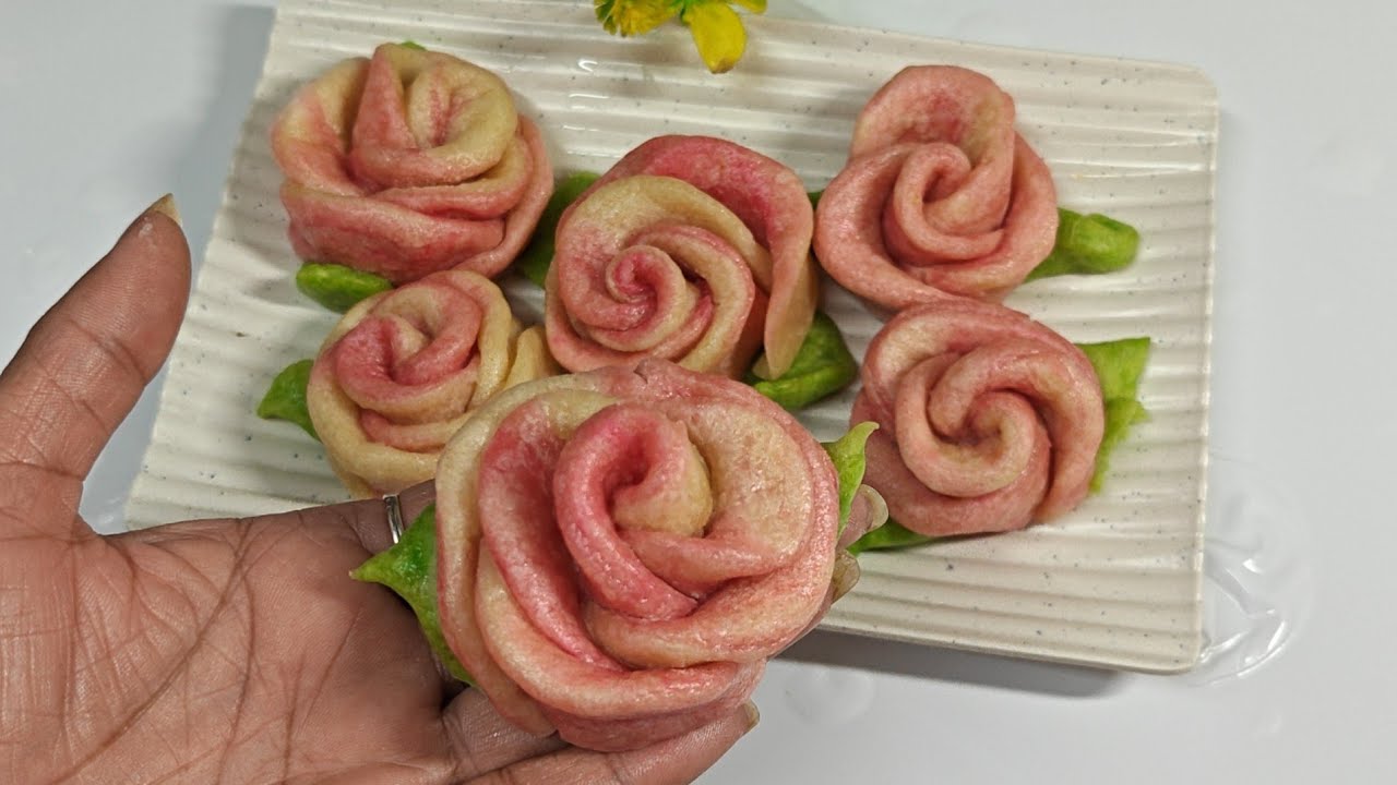 रोज़ बन ब्रेड रेसिपी! Rose Bun Recipe! Easy Recipe at Home! Steamed Bun