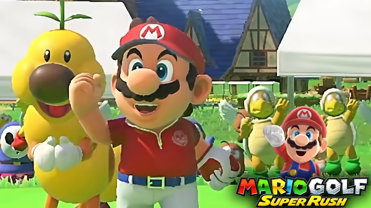 Mario Golf Super Rush Mario vs Boo vs Wiggler vs King Bob omb in Bonny Greens