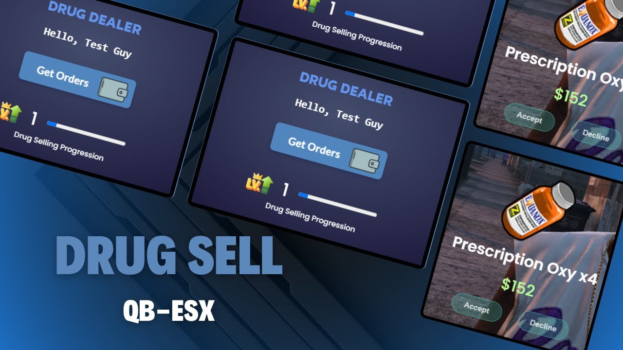 Fivem Drug Sell Script | UI + Level Based | QB - ESX | Code Studio