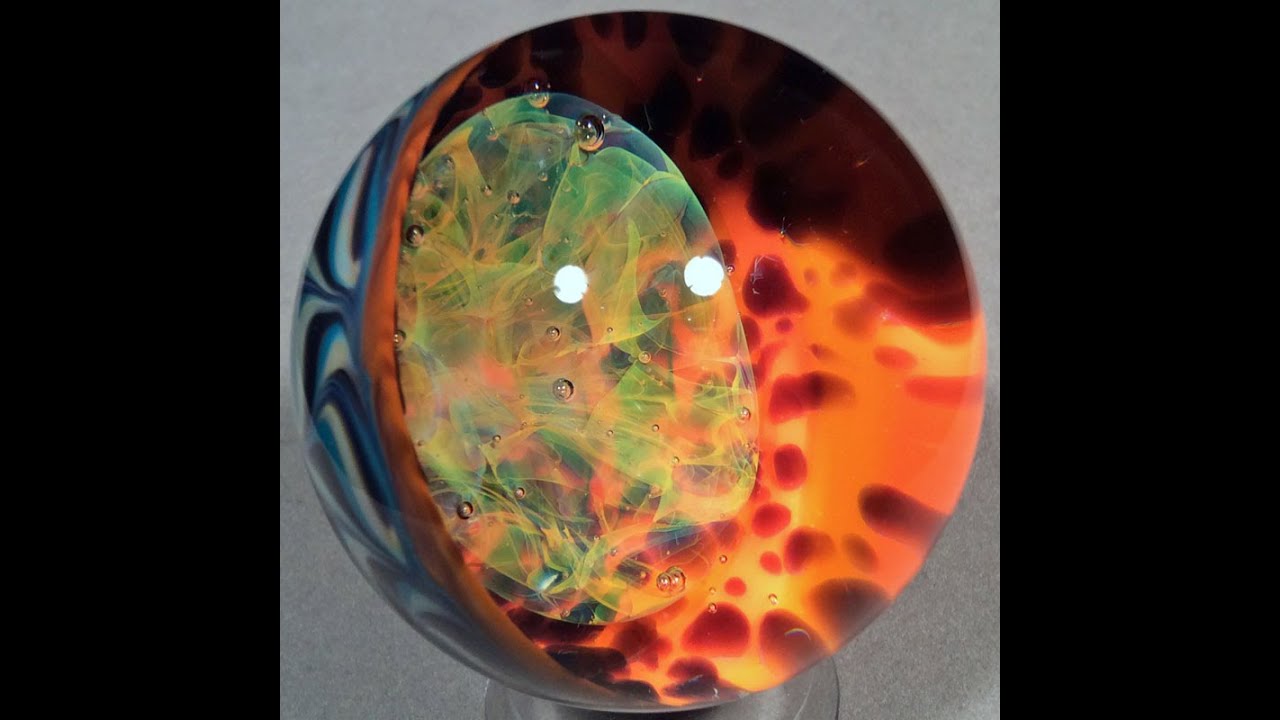Handmade Vortex Boro Glass Marble by Bill Grout  042516