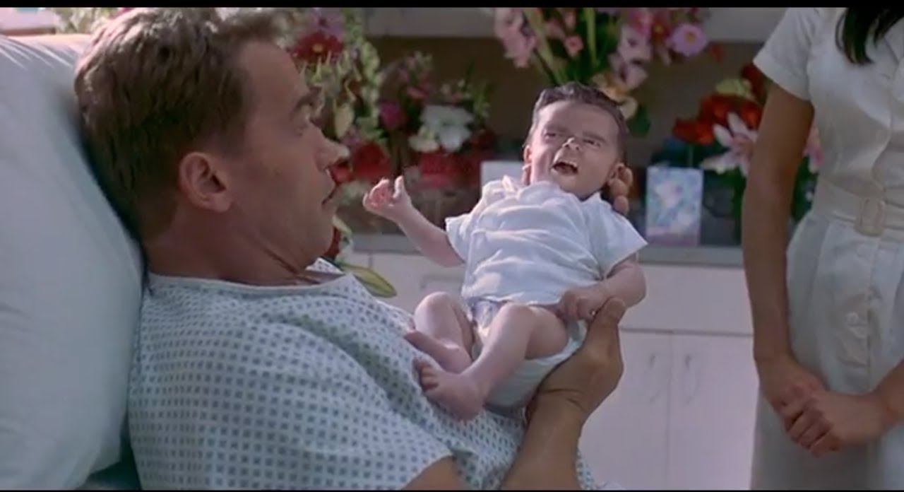 Arnold Schwarzenegger Has A Baby in Slow Motion with a Cure Song