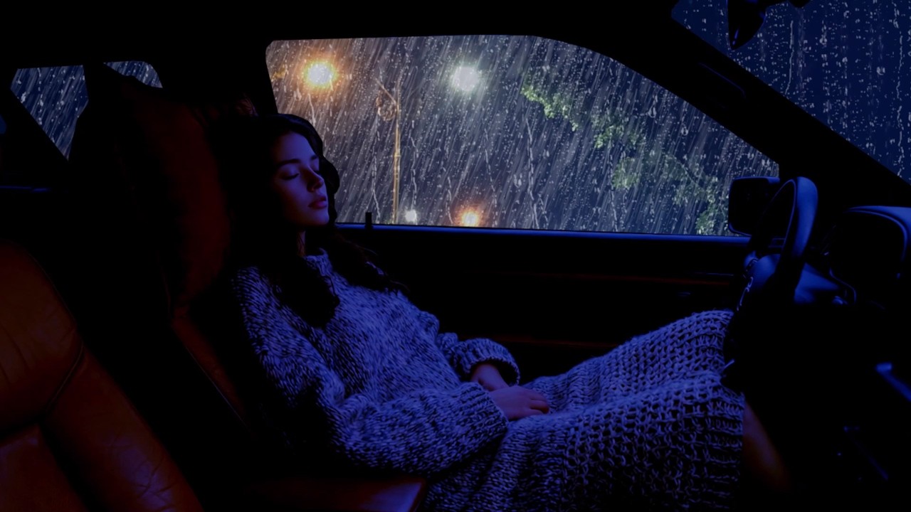 Relaxing Rain on Car at Night 🌙 Perfect for Focus and Deep Sleep