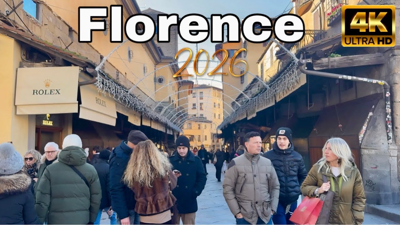 Walking Tour Florence Italy 4K | Ponte Vecchio & Doumo 🇮🇹