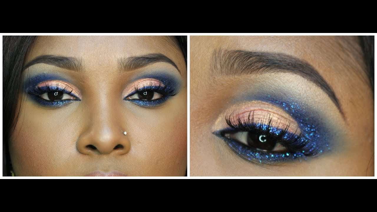 Blue 3D glitter cut crease tutorial! ft. Divaswigs.com