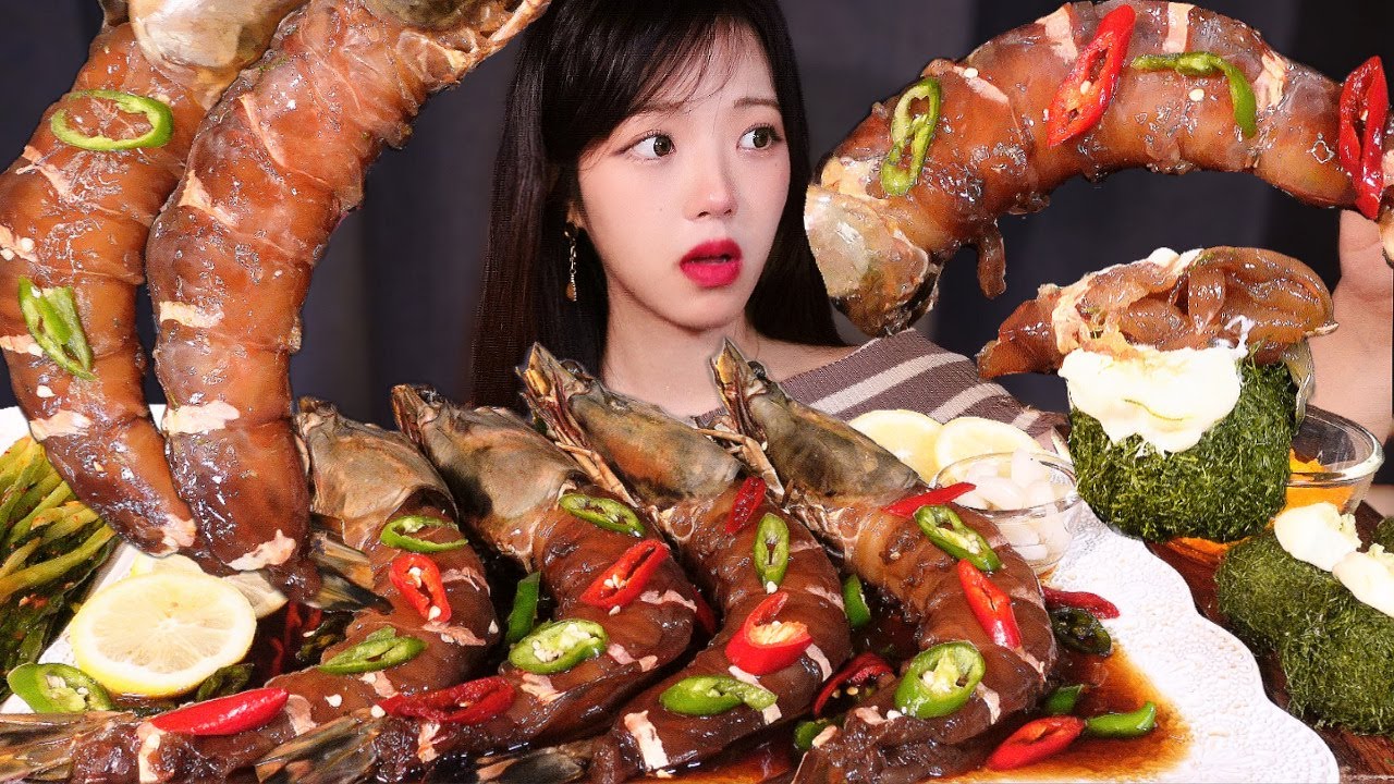 역대급 크기! 40cm 킹타이거새우장 1.2kg 물어뜯기🦐 감태주먹밥 파김치까지 꿀조합 리얼사운드 KING TIGER SOY SAUCE SHRIMP MUKBANG ASMR