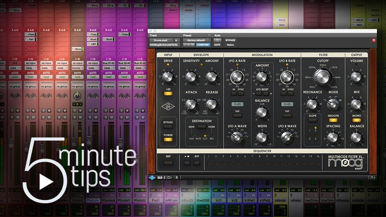 5-минутные советы по UAD: многорежимный фильтр Moog XL