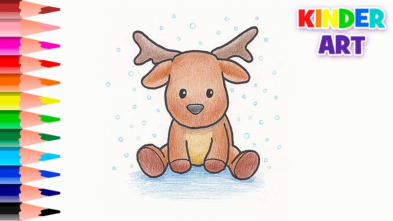 Как нарисовать северного оленя цветными карандашами поэтапно| How to draw a raindeer