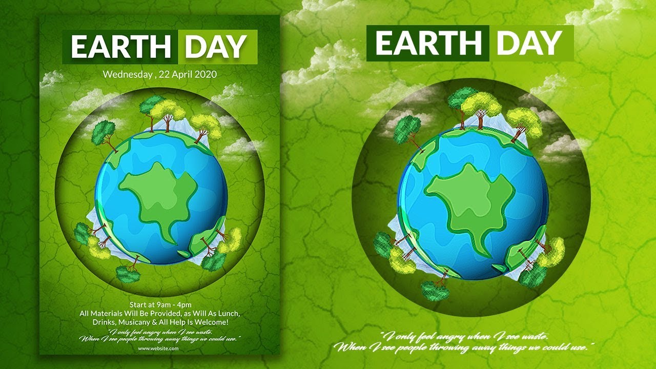 Earth Day Poster Design | Earth Day Banner Design | Poster Design Tutorial