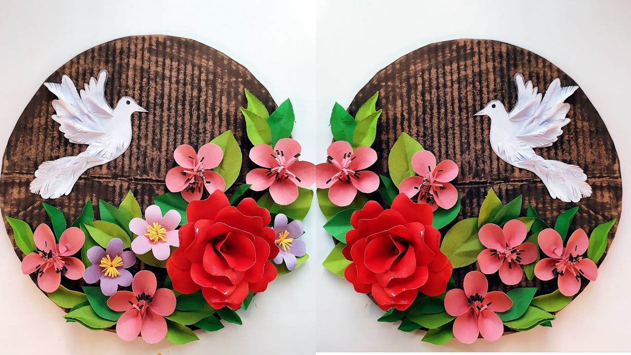 Paper bird wallhanging|| wallmate|| paper flower wallhanging craft||wall decoration idea||diy craft