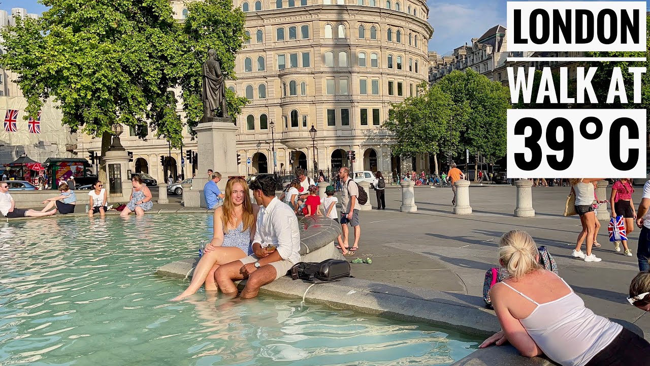 England, London City Summer Streets Heatwave Walk in London | Central London View at 39&deg;C [4K HDR]