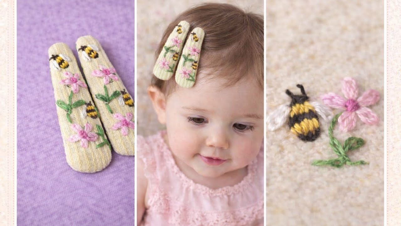 How to Make Bee & Flower Embroidery Hair Clips🐝🌸