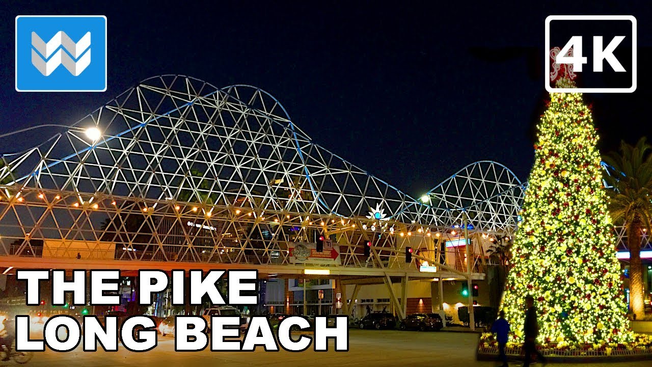 🎄 Christmas Night Market at The Pike Outlets  | Downtown Long Beach Walking Tour 【4K】
