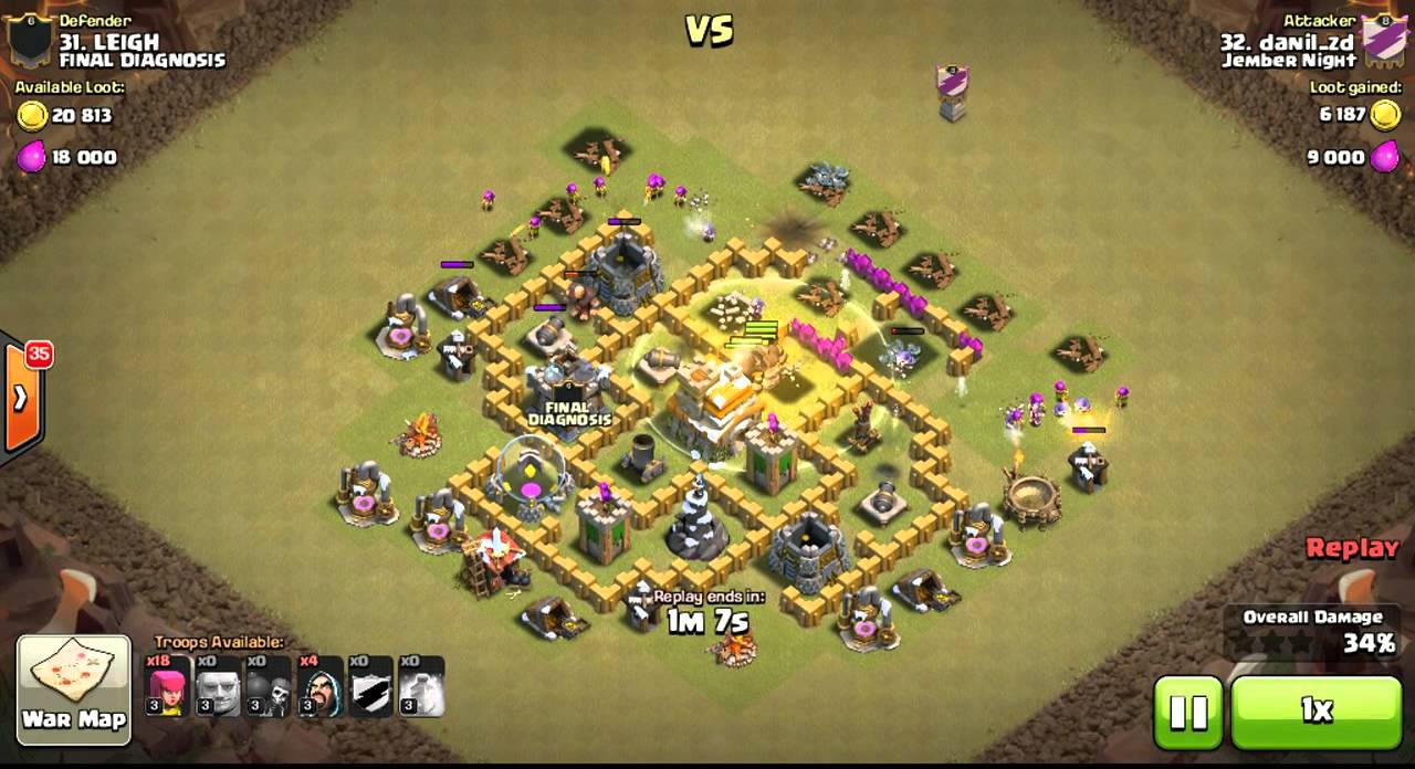 GiWiArch (Giant,Wizard,Archer) - TH7 3 Star Attack - danil zd@Jember Night