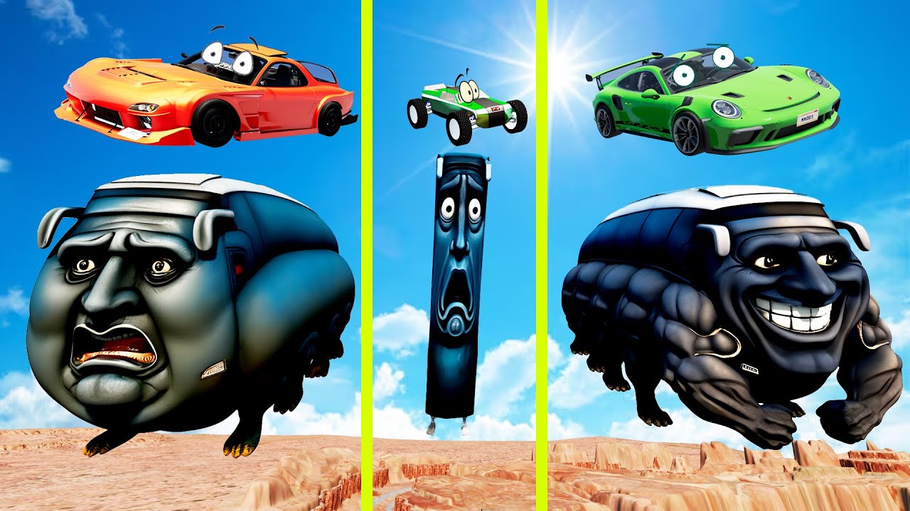 КАКАЯ МАШИНА ПЕРЕПРЫГНЕТ НЕОБЫЧНЫЙ RANG RING RENG BUS IRENG MEM! Гоша и Чич. Beamng drive.
