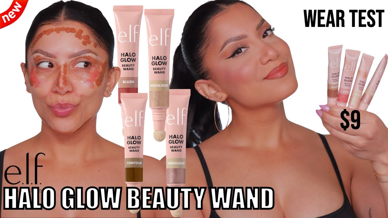 *new* e.l.f. COSMETICS HALO GLOW BEAUTY WANDS  + ALL DAY WEAR *oily skin* | MagdalineJanet