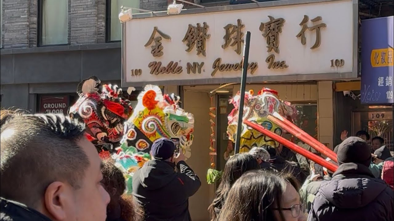 NYC Chinatown Super Saturday Lion Dance with Firecrackers | New York Chinese Freemasons (2/28/26)