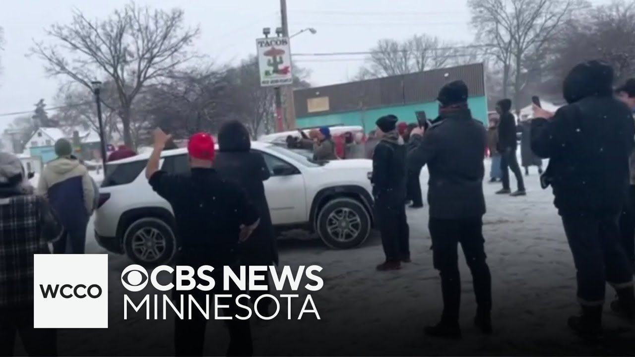 ICE agents confronted by crowd at Minneapolis taco shop