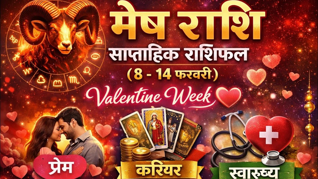मेष राशि (8-14) Feb. साप्ताहिक राशिफल ♥️ 💞Valentine Week Love Career Health Tarot