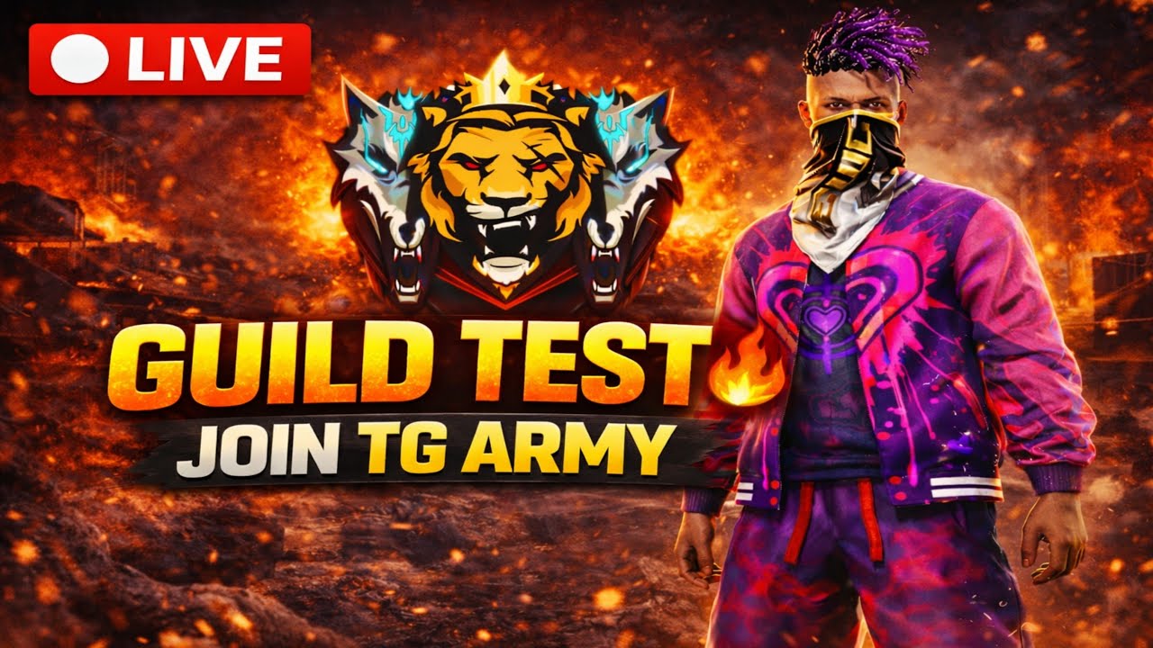 FREE FIRE LIVE 🔴 GUILD TEST | Join TG ARMY | 1v1 Tryout 🔥