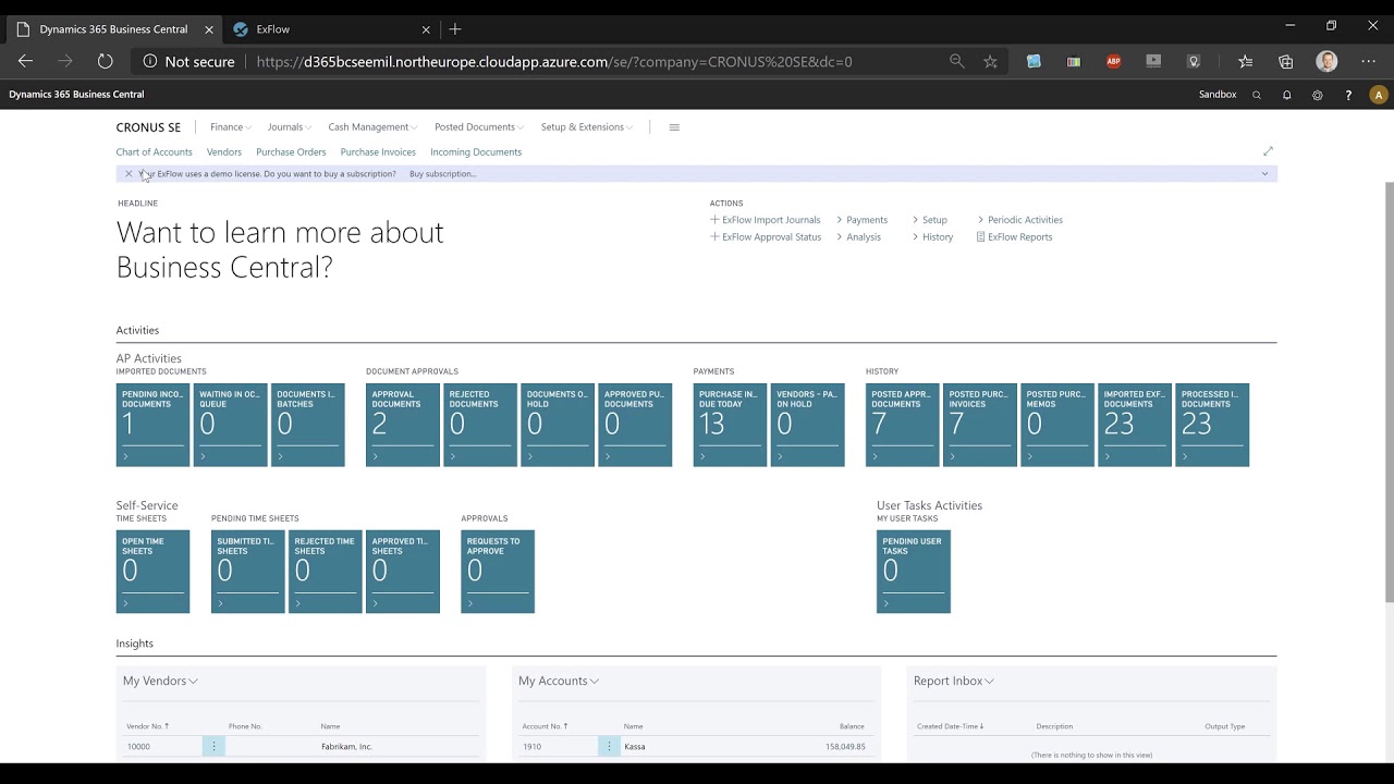 ExFlow D365 BC - Processing an expense invoice in ExFlow