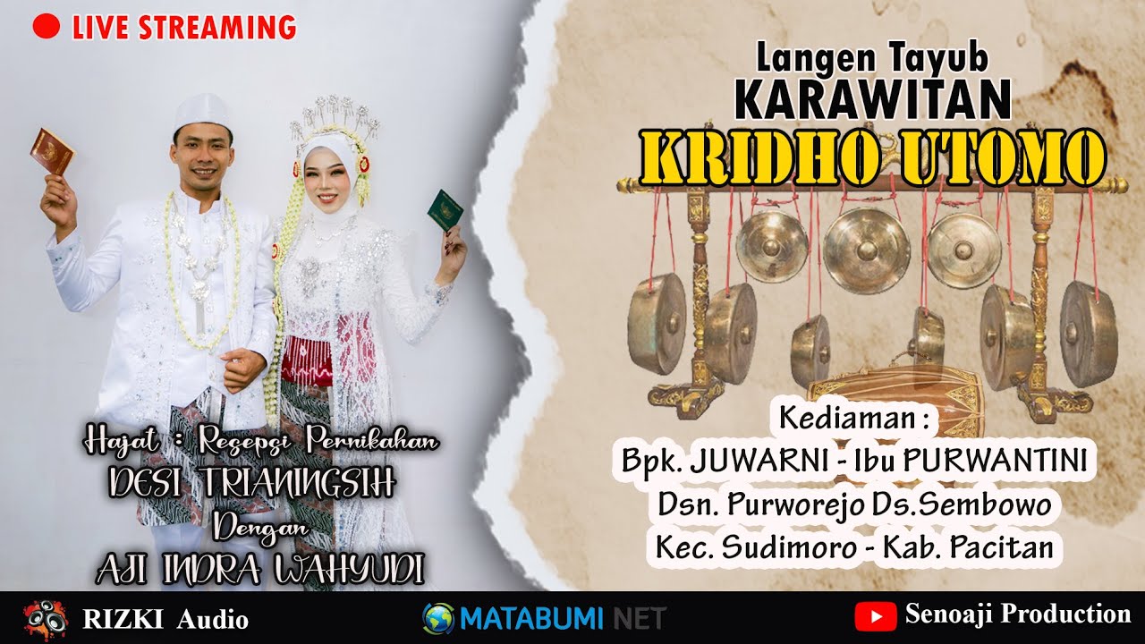 🔴Live Streaming Langen Tayub KRIDHO UTOMO -  RIZKI Audio
