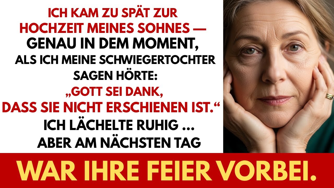 Ich kam zu spät zur Hochzeit meines Sohnes  und hörte wie sie auf mein Fehlen anstießen