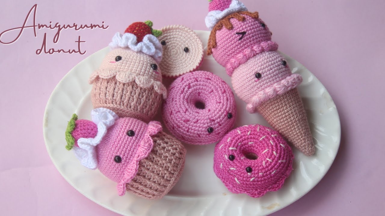 tutorial amigurumi donut || kelas amigurumi seri makanan by misyelshin