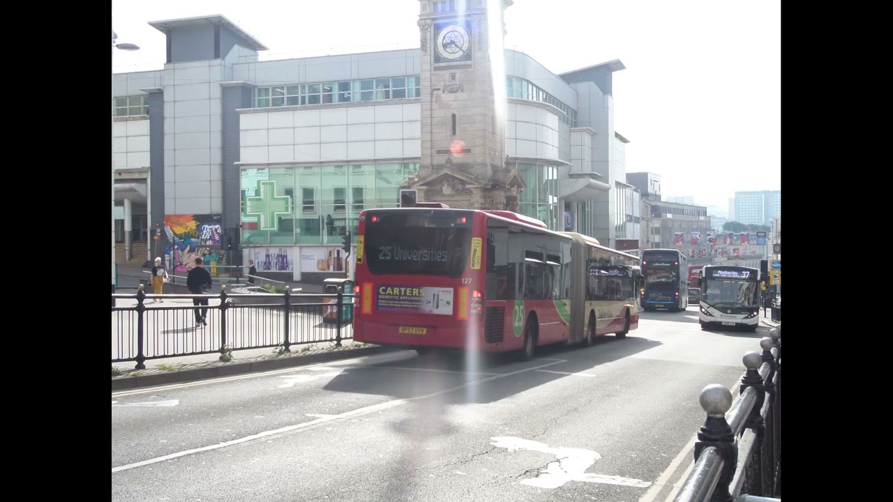 Mercedes CitaroG ExGALMAL118 & GNE5347, Brighton&Hove 127 BP57UYK on 25 at Brighton Churchill Square