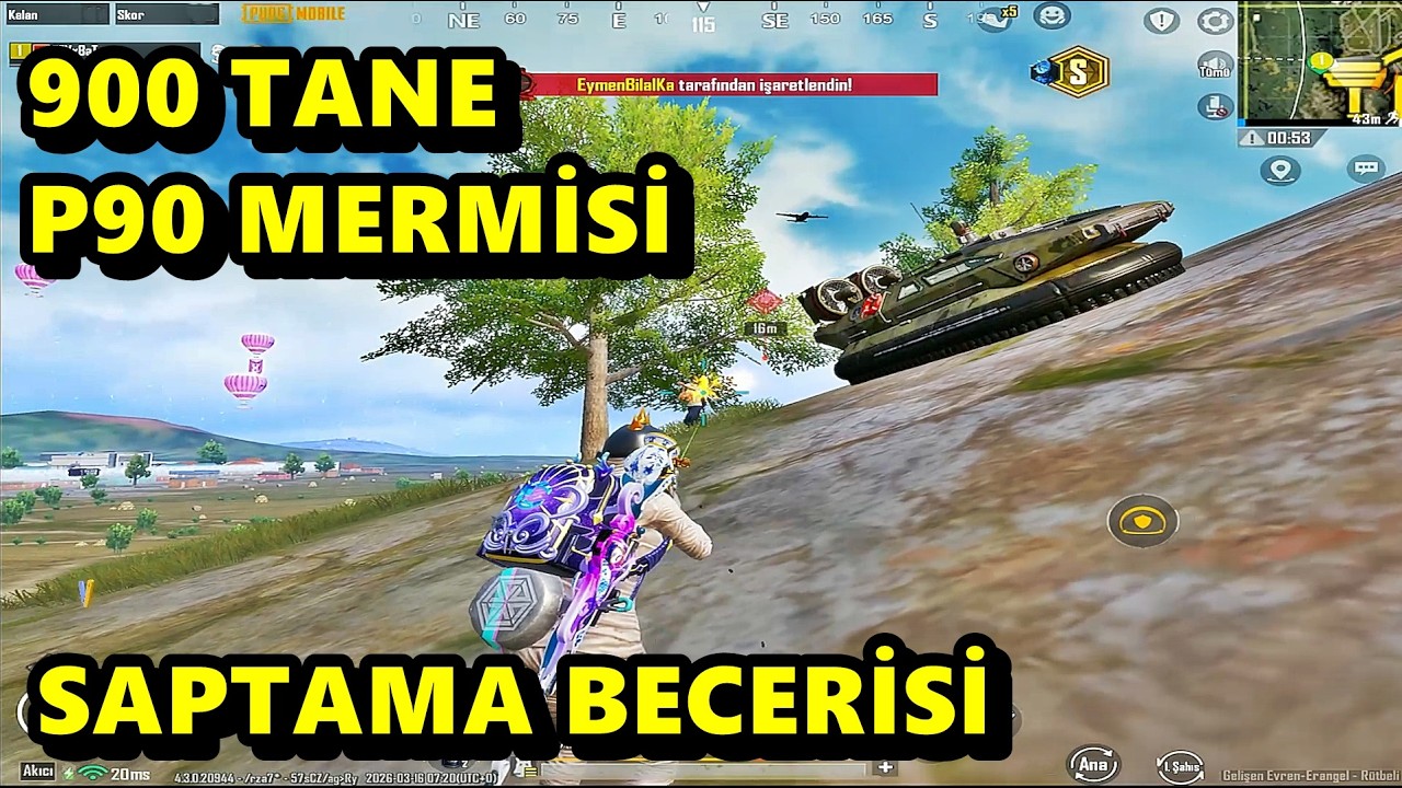 SAPTAMA BECERİSİ İLE 900 TANE P90 MERMİSİ ! BATUR GAME SOLO SQUAD PUBG MOBİLE