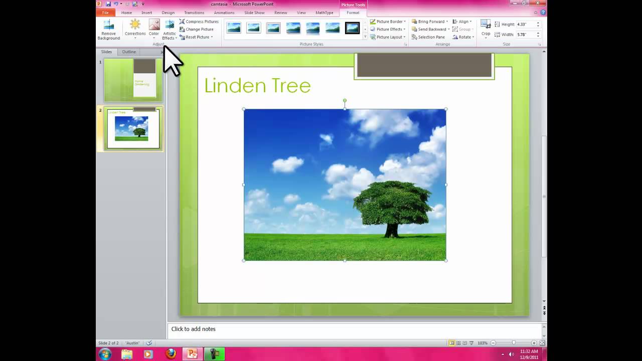 Adding Artistic Effects to a Picture on PowerPoint