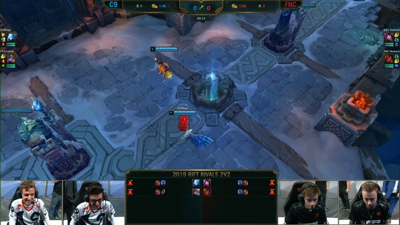 Licorice & Nisqy vs Rekkles & Nemesis - 2vs2 for side select | C9 vs FNC Rift Rivals 2019
