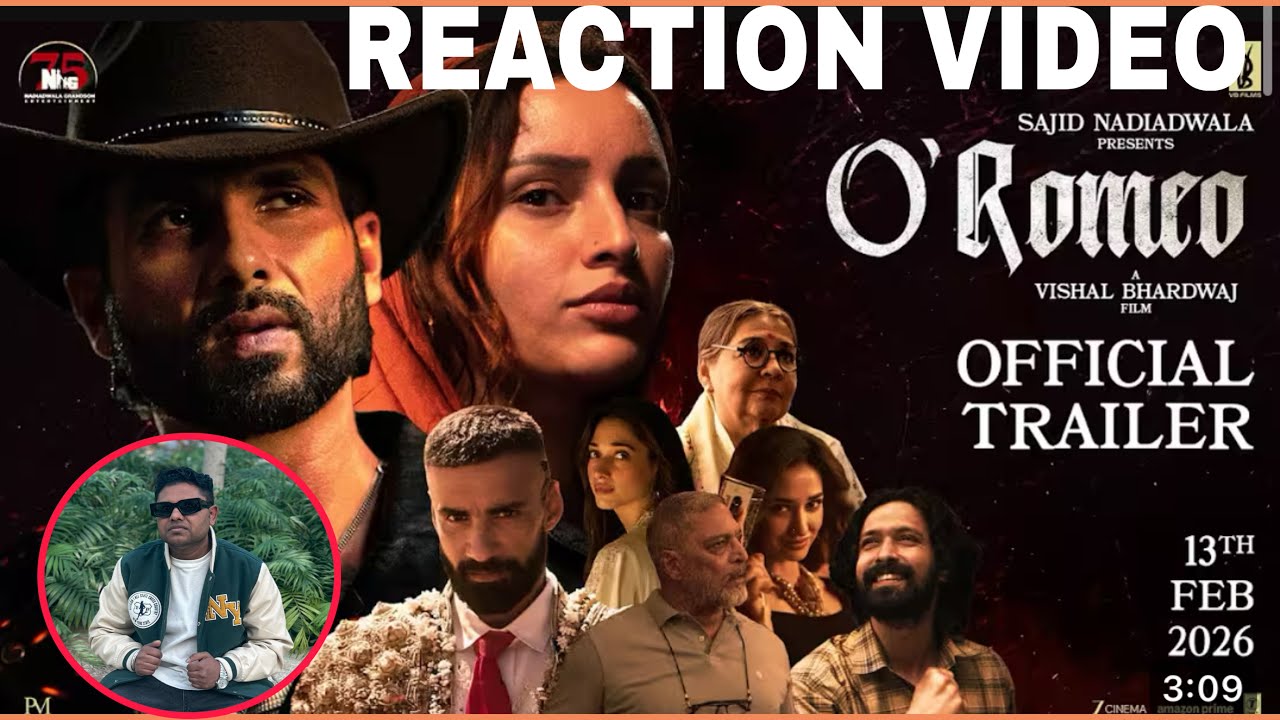 REACTION ON O ROMEO SHAHID KAPOOR, TRIPTI DIMRI  (OFFICIAL TRAILER ) LATEST BOLLYWOOD MOVIE 2026