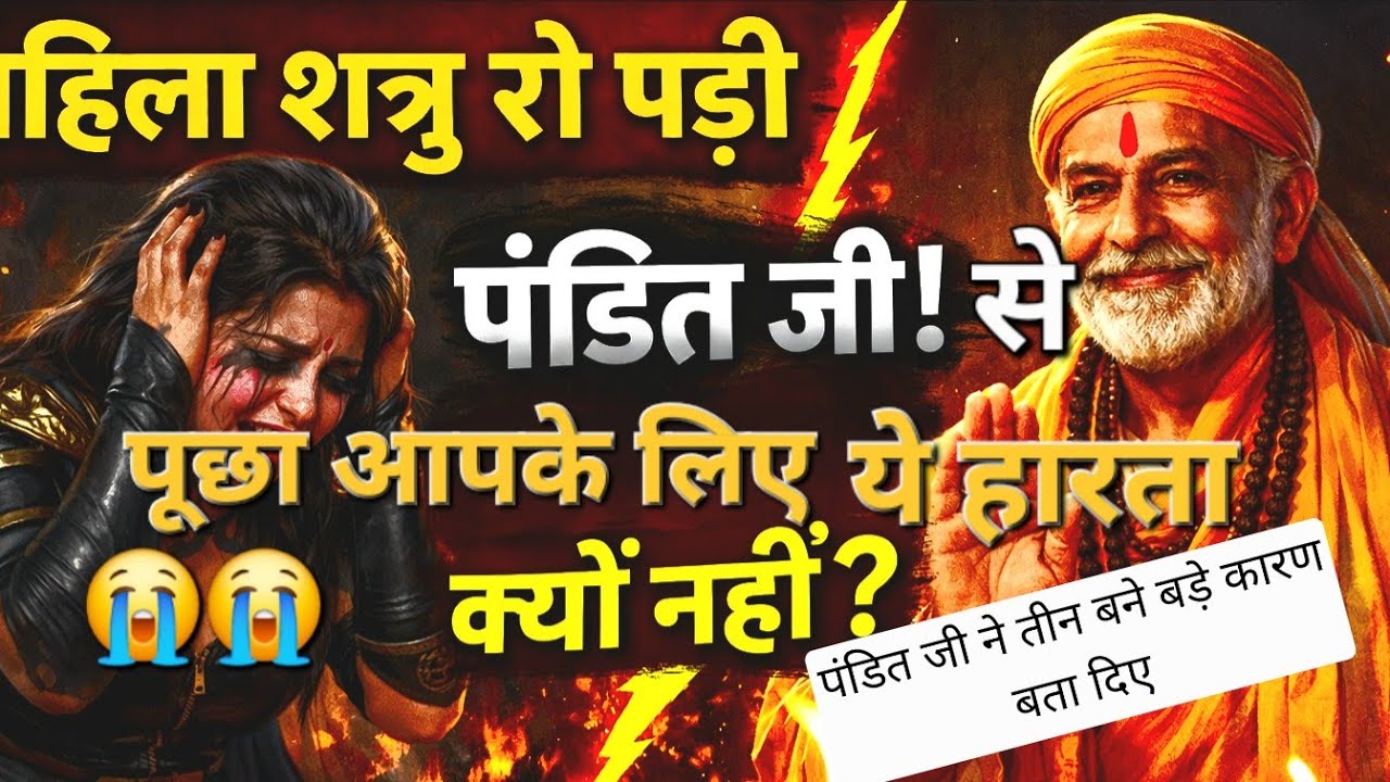 रोती हुई महिला शत्रु को पंडित जी ने तीन कारण बताएं आपको क्यों नहीं हरा पाई 🙏🔱