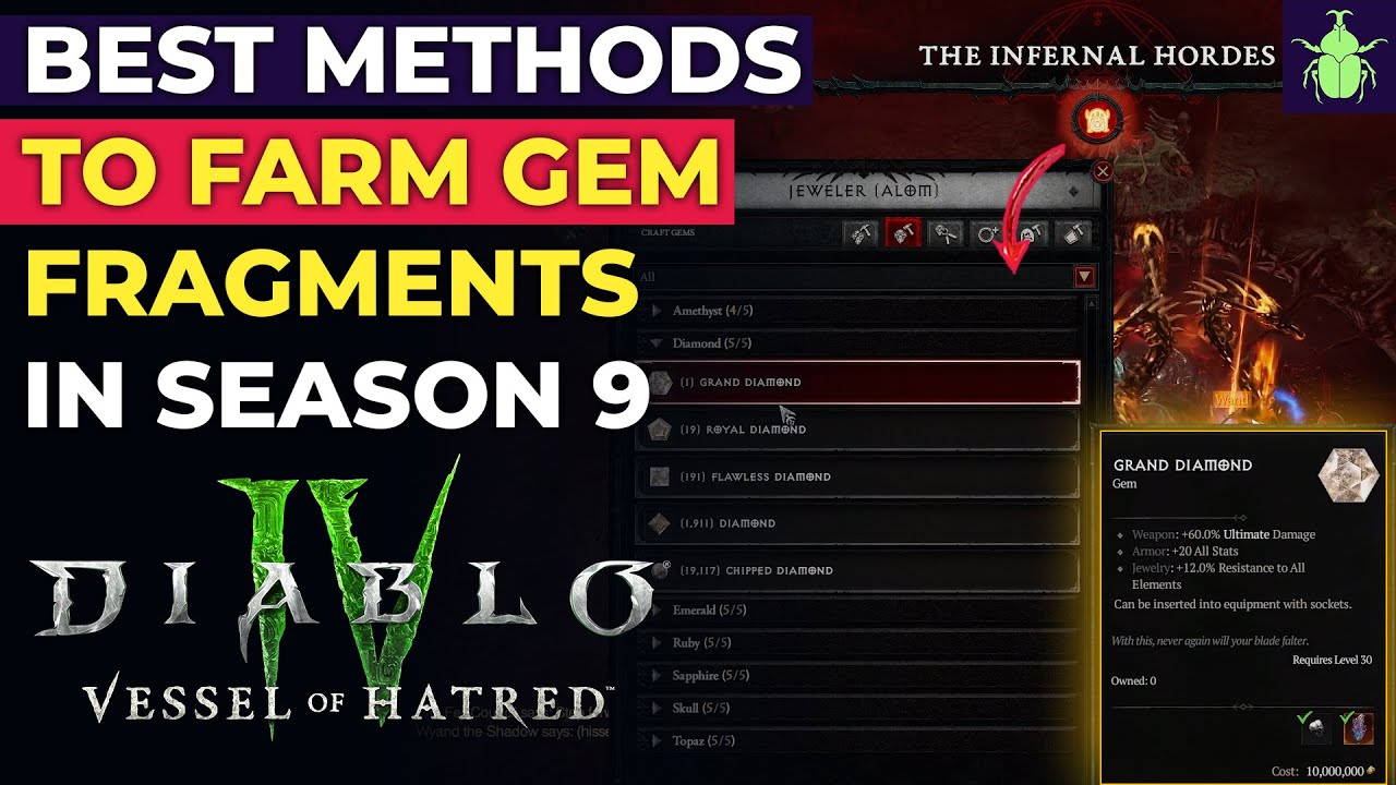 Diablo 4 - Best Methods to Farm Gem Fragments in Season 9!