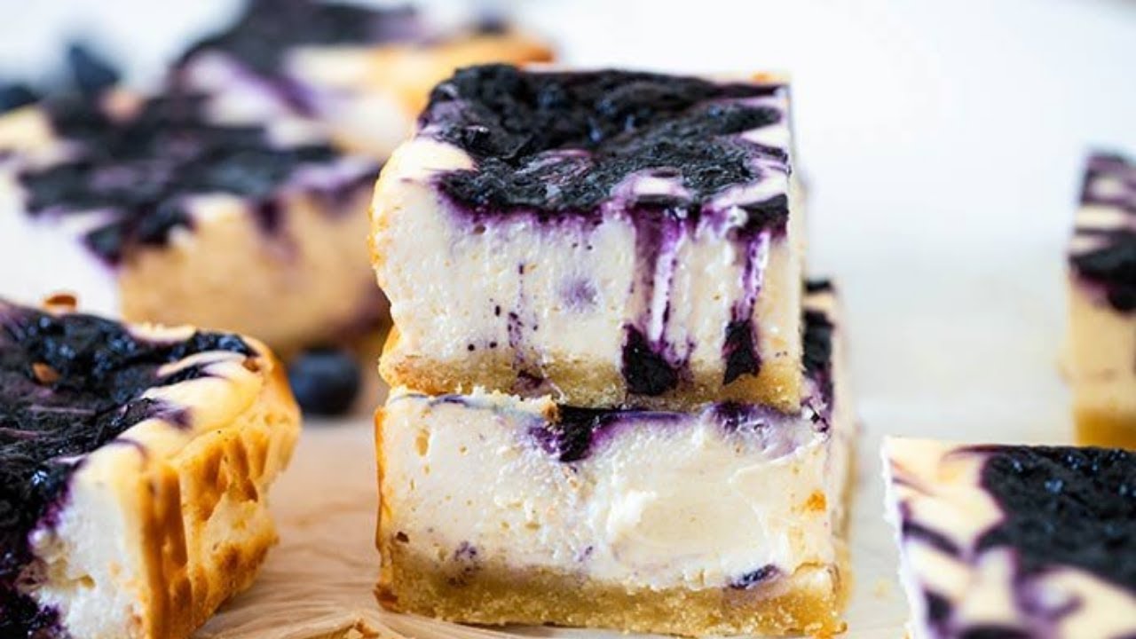 Blueberry Swirl Keto Cheesecake Bars