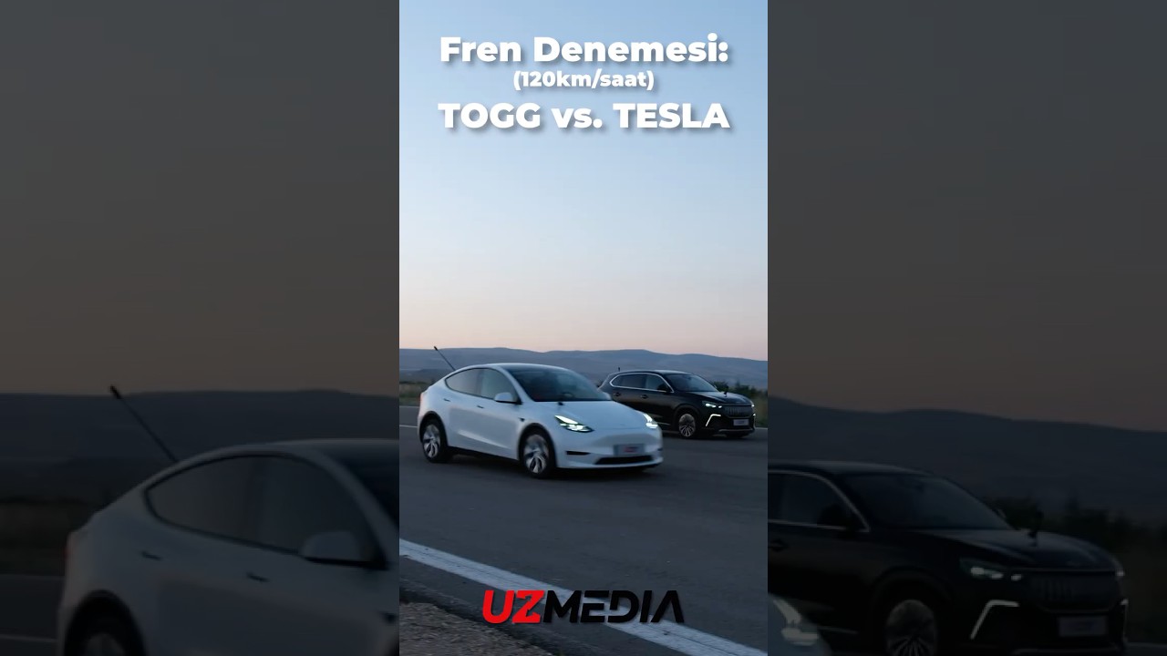 2.3 tonluk TOGG vs 2 tonluk TESLA fren testi: Tesla Model Y SR vs TOGG T10X v2