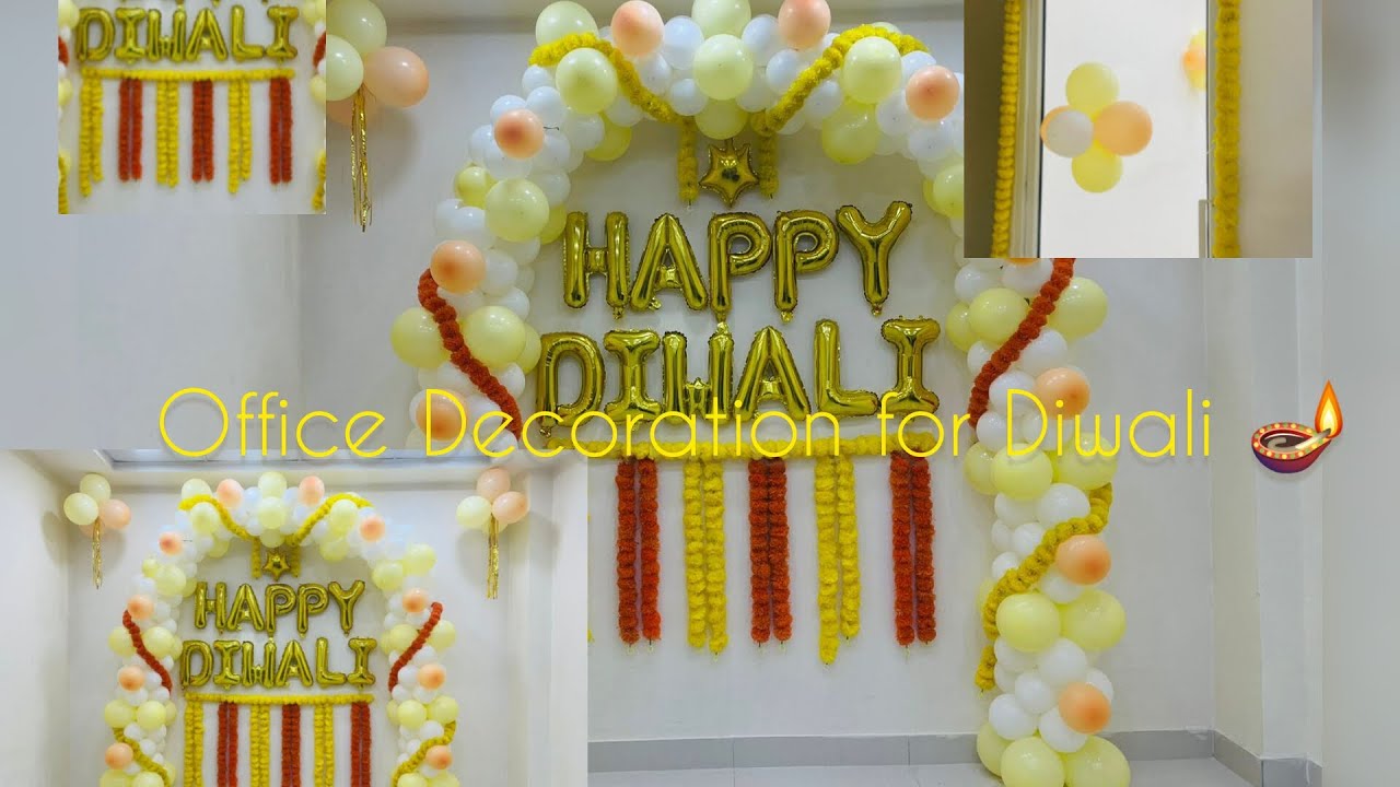 Diwali Decoration | Office Decoration for Diwali With Balloons and Flowers | Diwali special Ideas