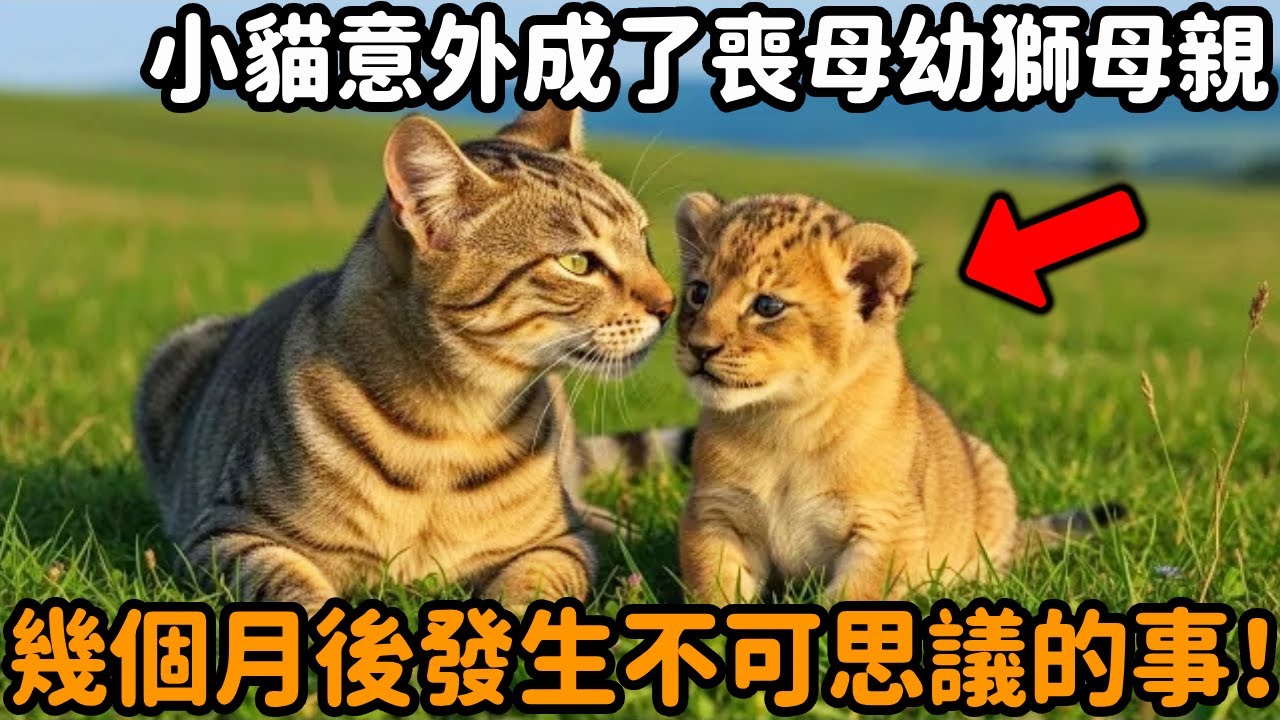 這隻貓意外地成爲了被遺棄小獅子的母親，沒想到幾個月後，不可思議的事情髮生了！#貓咪 #小貓 #獅子 #跨物種救助 #母愛 #心靈暖流 #感人壹幕 #不可思議 #動物故事 #真實故事 #心靈飼養員