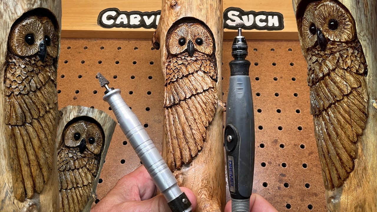 Wings of OWL Power Carving with Kutzall - Dremel 4000 - Foredom