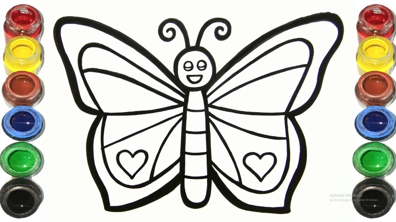 Colorful Butterfly Drawing for kids, Painting & Coloring for toddlers | How to draw with colors