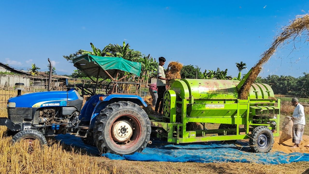 New Holland 4710 Operated Dasmesh Paddy Thresher Machine | 5 Fan Thresher Machine