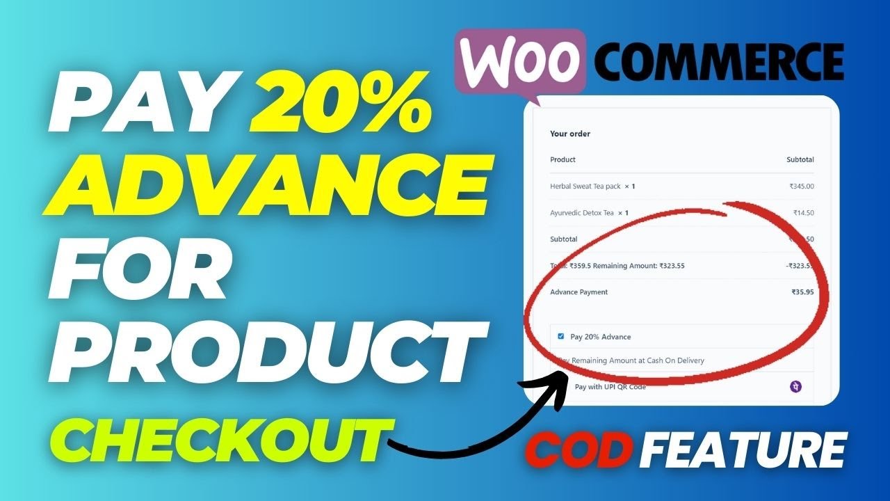 Pay 20% Advanced for product Woocommerce || Add COD advance payment before Cash On Delivery