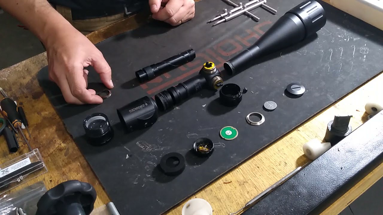 Dicas sobre desmontagem e manutenção de luneta 6x24-50 riflescope com reticulo iluminado.