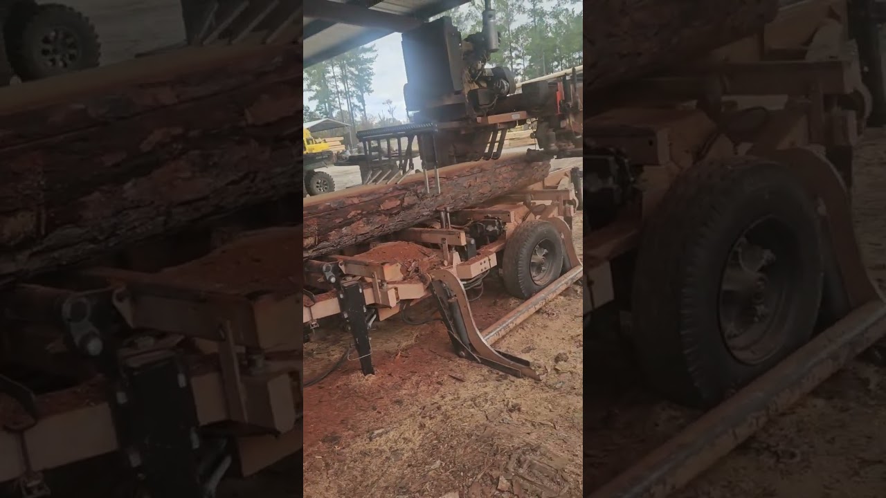 sawing live edge lumber and a mantle for a customer.
