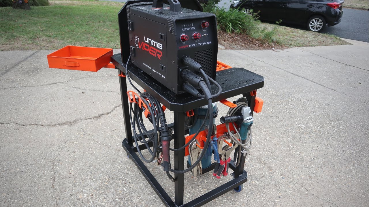 I make a Welder Cart with 8 inch Bench Grinder and Welding Tools Rack.