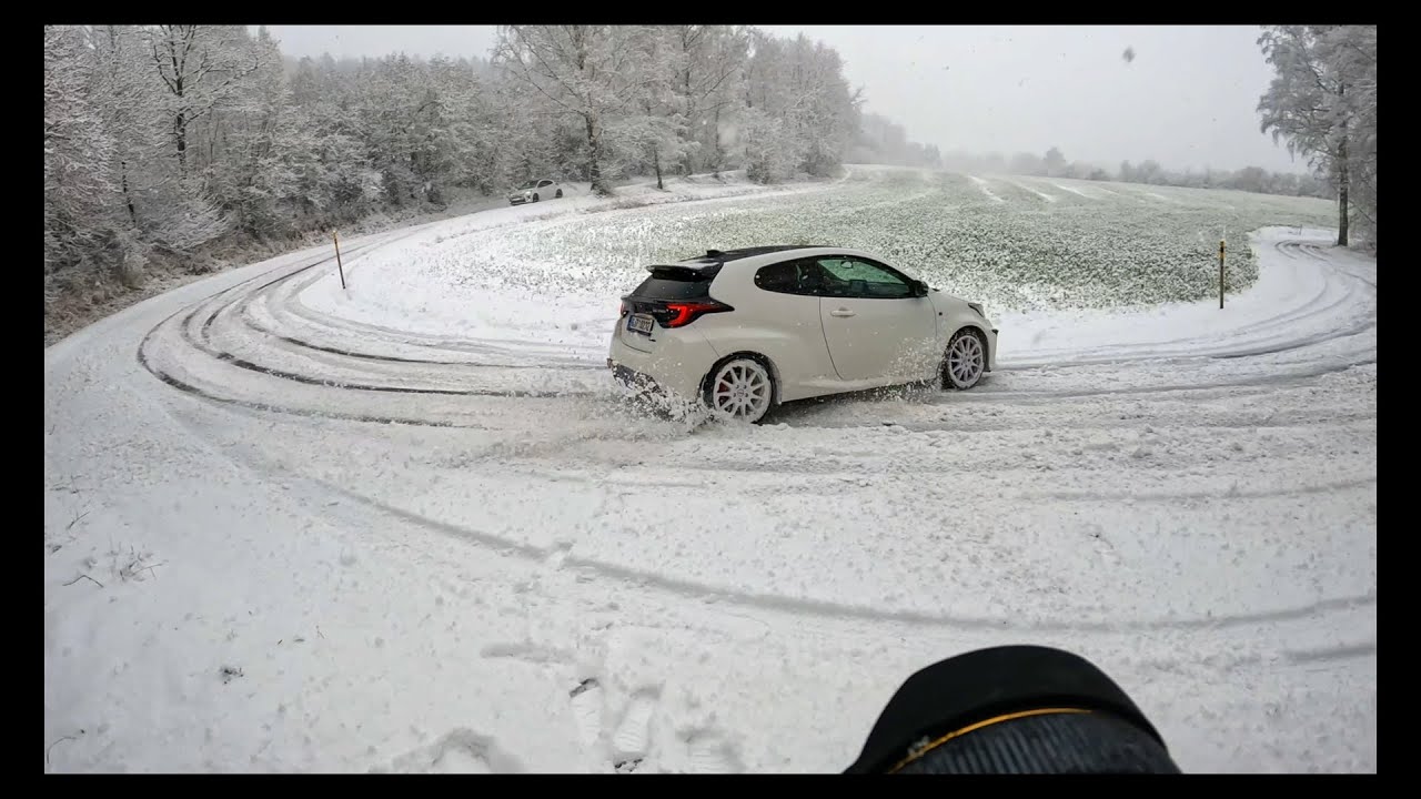 GR Yaris on snow POV Milltek exhaust