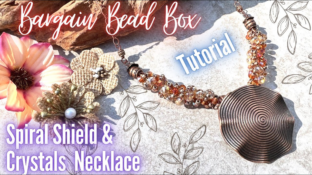 Spiral Shield & Crystals Necklace Tutorial - Bargain Bead Box - September